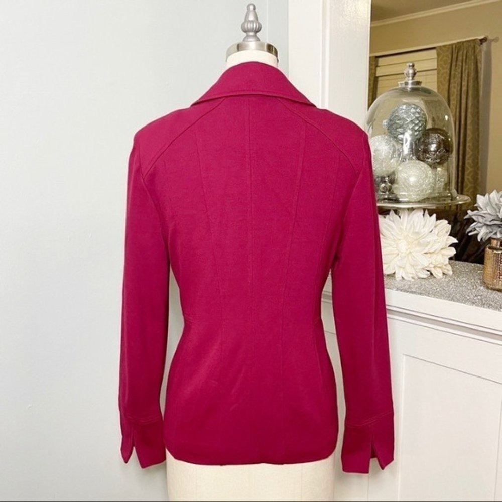 Chico’s Maroon Red Solid Ponte Jacket 0 Small - image 8